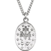 Sterling Silver 15x11 mm Oval Miraculous Medal 18" Necklace